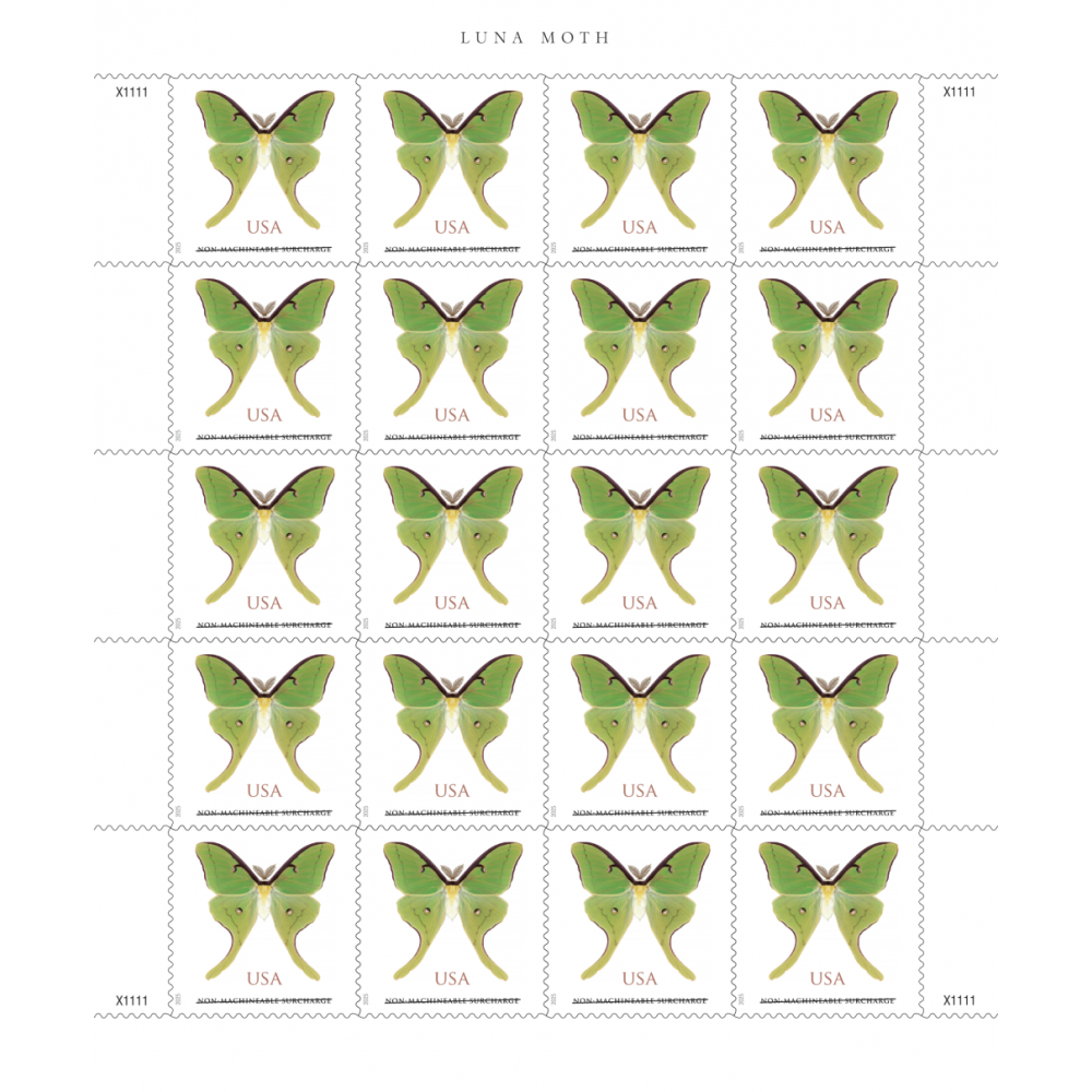 (2025) Luna Moth Stamps, Sheet of 20
