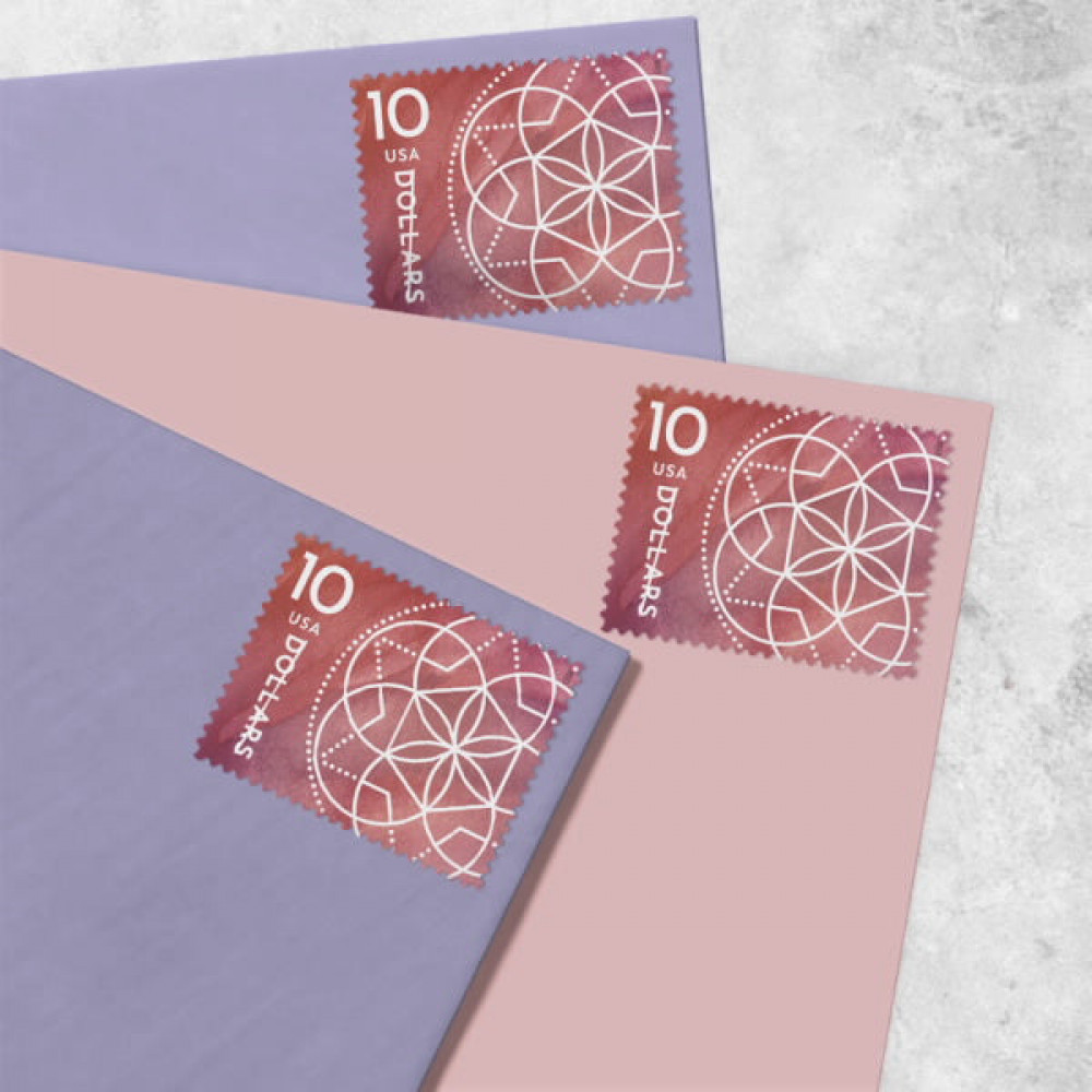 (2023) US 10 Dollar Floral Geometry Stamps