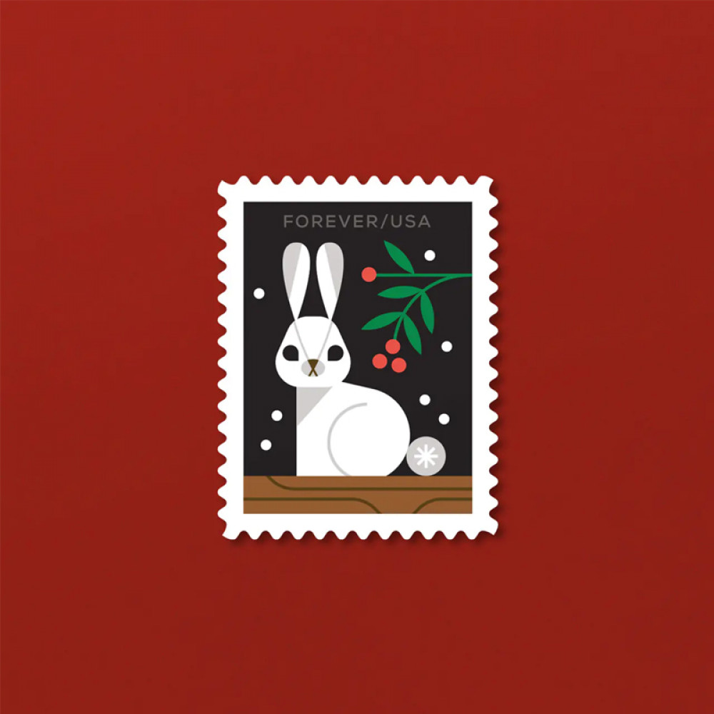 (2023) Winter Woodland Animals Forever Postage Stamps (a Deer, Fox, Rabbit, and Owl)